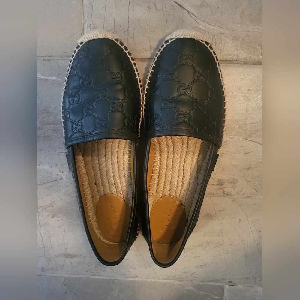 GUCCI GG ESPADRILLES in black leather sz39